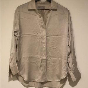 Everlane oversized silk button down shirt